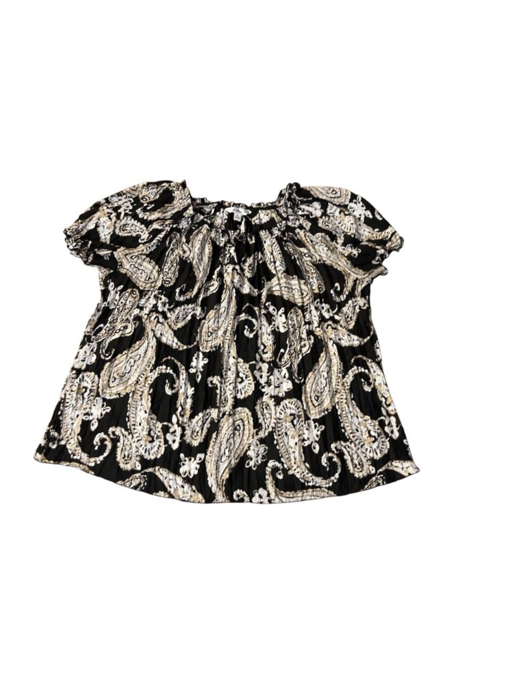 Croft & Barrow Black Paisley Peasant Top Womens XL Used - Picture 3 of 13